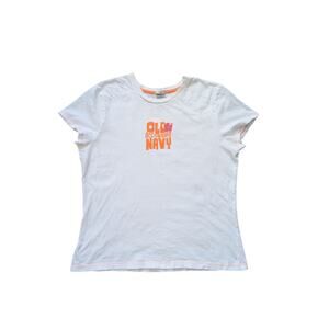 Y2K Old Navy Baby Tee Womens XXL White Orange Hibiscus Surf AceTheWave Skate
